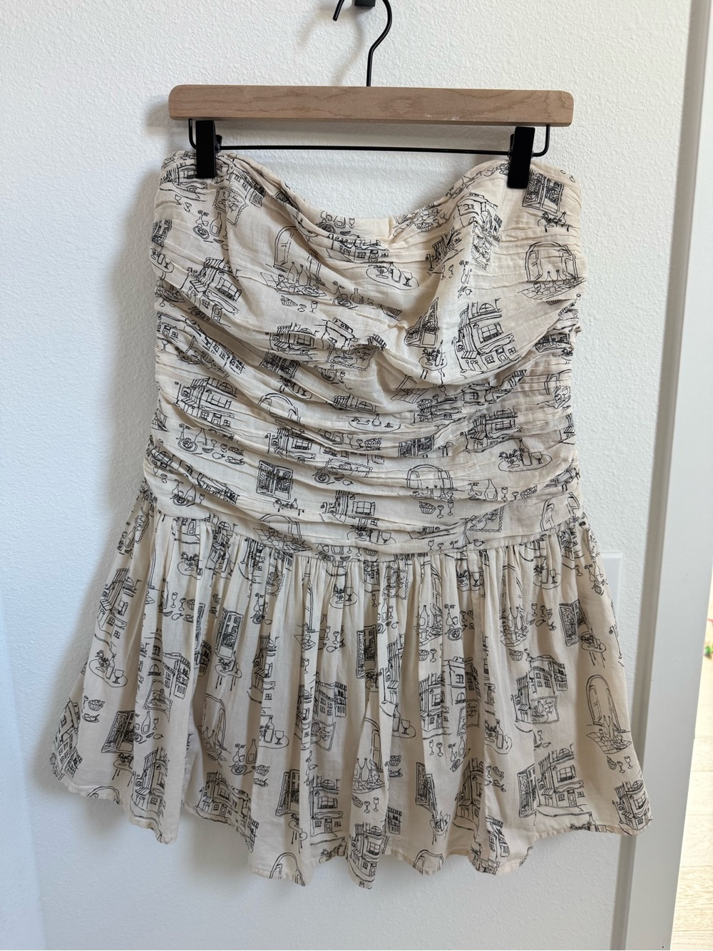 Abercrombie & Fitch Cream Smocked Strapless Dress